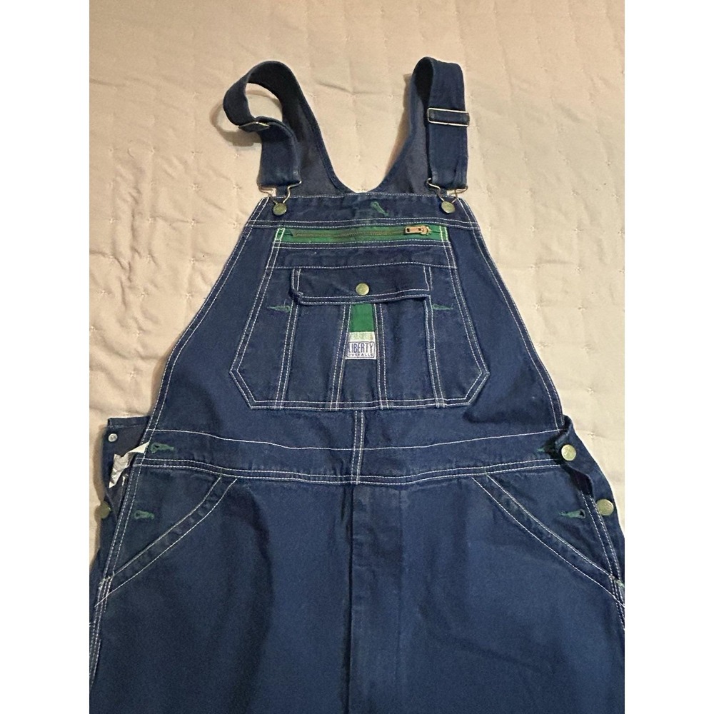 Vintage Liberty Blue Denim Overalls Men Size 38 x 30 Carpenter Farmer Workwear